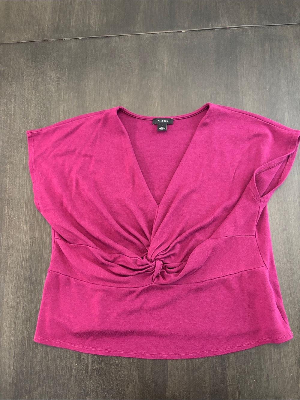 Halogen Magenta Twist-Front V-Neck Blouse